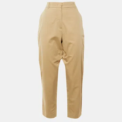 Weekend Max Mara Beige Cotton Tapered Trousers L In Brown