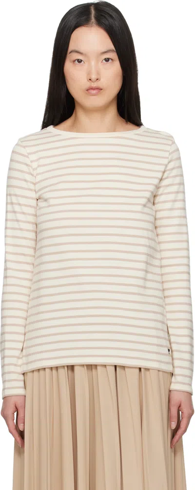 Weekend Max Mara Beige Erasmo T-shirt In 003 Beige Pinstripes