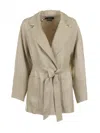 Weekend Max Mara Beige Linen Jacket With Belt In Neutral