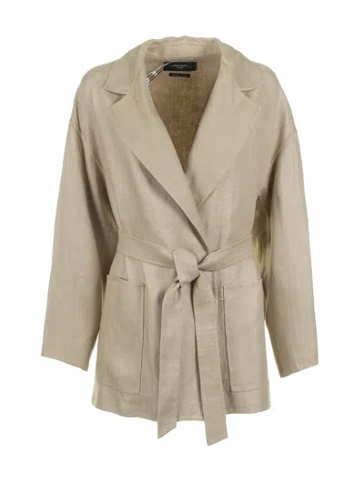 Weekend Max Mara Beige Linen Jacket With Belt