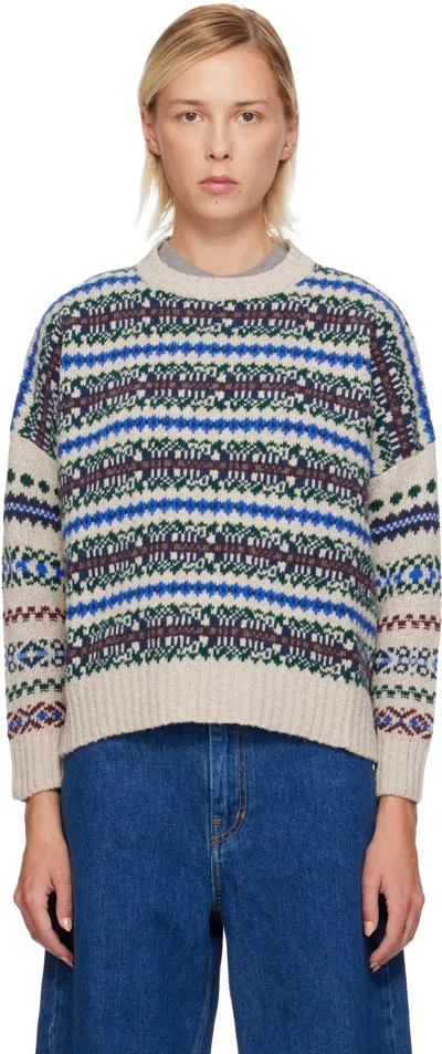 Weekend Max Mara Rivetto Multicolored Crewneck Sweater In Neutral