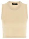 Weekend Max Mara Beige Solid Crew Neck Top In Beige