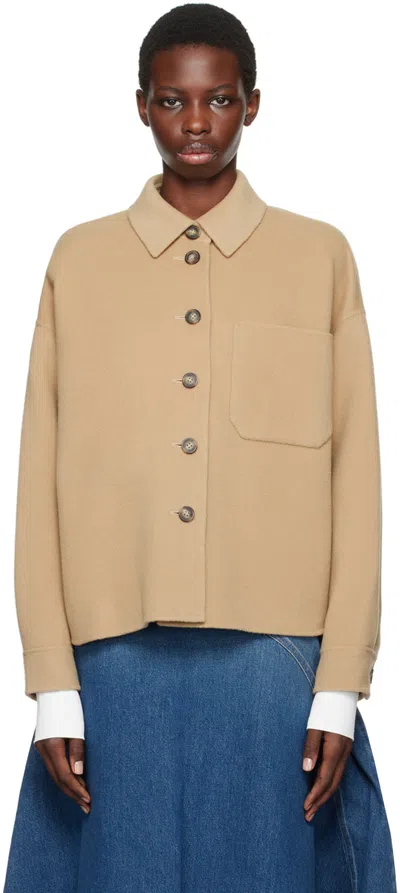 Weekend Max Mara Beige Wool Shirt Jacket In 065 Sand