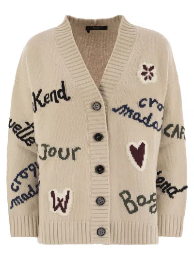 Weekend Max Mara Belgio Over Cardigan In Wool Yarn In Neutral