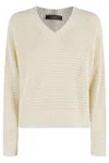 Weekend Max Mara Long-sleeved Sweater In Ecru