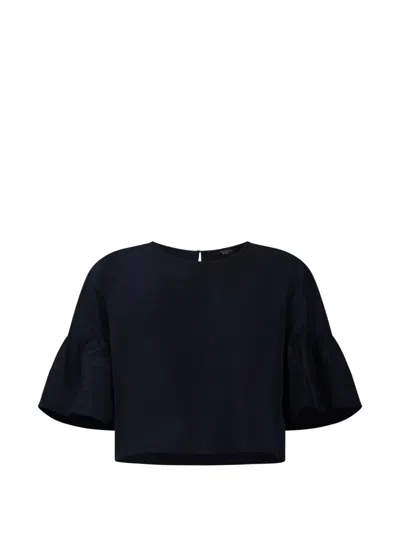 Weekend Max Mara Bell-sleeve Cropped Boxy Blouse In Black