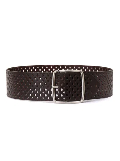 Weekend Max Mara Perforated Square-buckle Belt In Brown