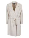 Weekend Max Mara Belt-detail Coat In White