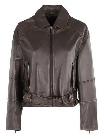 WEEKEND MAX MARA BELT LEATHER JACKET