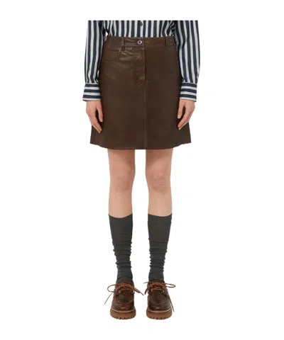 Weekend Max Mara Belt Loop Skirt In Brown