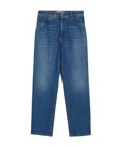 Weekend Max Mara Belt Ring Denim Trousers In Blue
