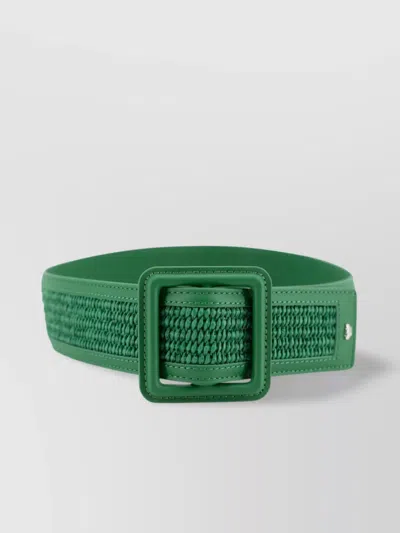 Weekend Max Mara Belt Textured Woven Square Buckle In Green