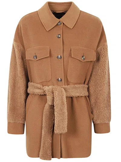Weekend Max Mara Belted Button In Brown