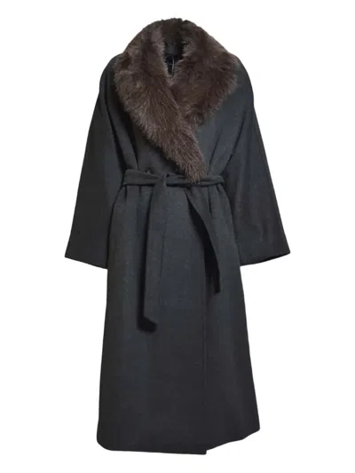 Weekend Max Mara Belted Coat In Gray