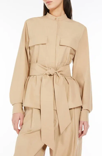 Weekend Max Mara Belted Cotton Jacket In Beige