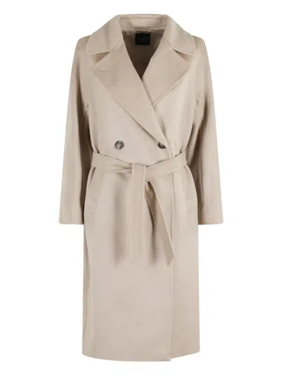 Weekend Max Mara Belted Double-breasted Coat In Neutral