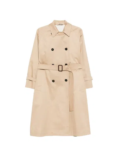 Weekend Max Mara Belted Double-breasted Coat In Neutral