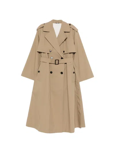 Weekend Max Mara Belted Double-breasted Coat In Neutral