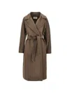 Weekend Max Mara Belted Double-breasted Coat In Brown
