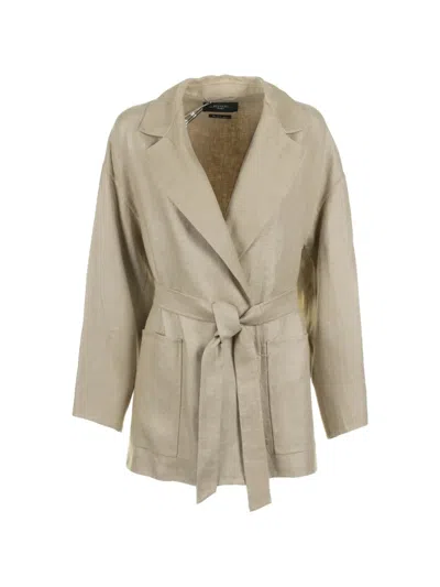 Weekend Max Mara Belted Jacket In Neutral