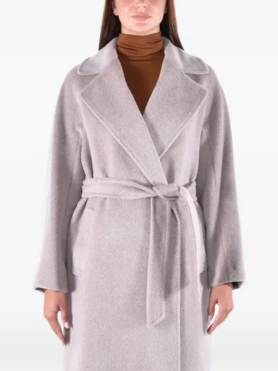 Weekend Max Mara Belted Kimono-sleeve Coat In Gray
