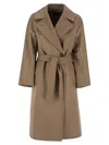 Weekend Max Mara Belted Long-sleeved Coat In Cammello