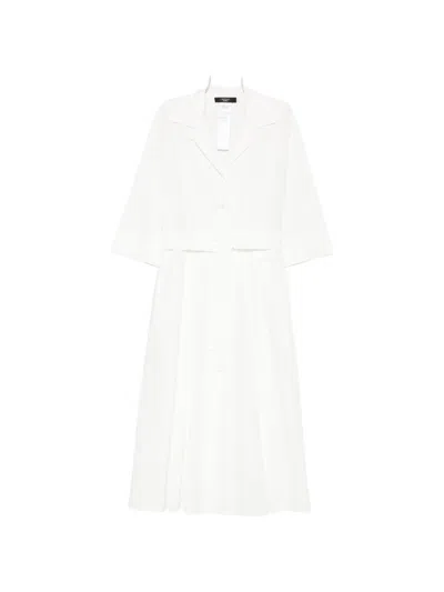 Weekend Max Mara Belted Midi Shirt Dress In White