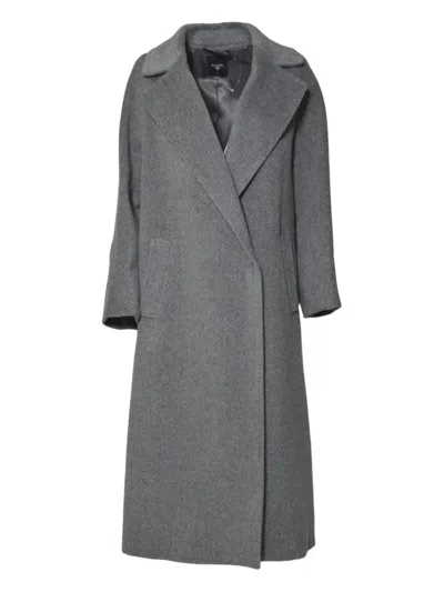 Weekend Max Mara Belted Notched-lapel Coat In Gray
