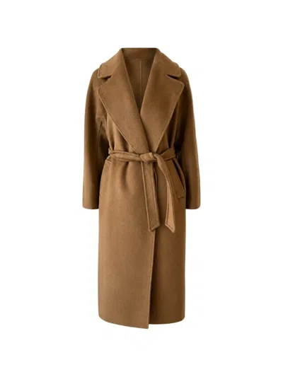 Weekend Max Mara Belted Notch-lapels Coat In Brown