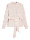 Weekend Max Mara Poplin Blouse With Belted Waist And Stand Collar