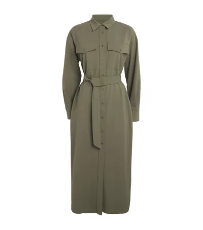Weekend Max Mara Belted Shirt Midi Dress In Green
