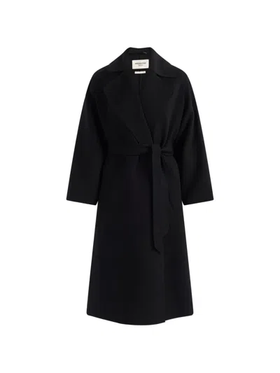Weekend Max Mara Belted Storm-flap Coat In Black