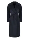 Weekend Max Mara Belted Wool Coat In Black