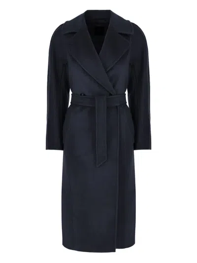 Weekend Max Mara Belted Wool Coat In Black
