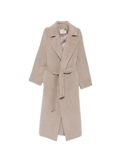 Weekend Max Mara Belted Wool Coat In Neutral