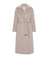 Weekend Max Mara Belted Wool Coat In Sand-colored