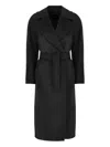 Weekend Max Mara Belted Wool Double-breasted Coat In Black