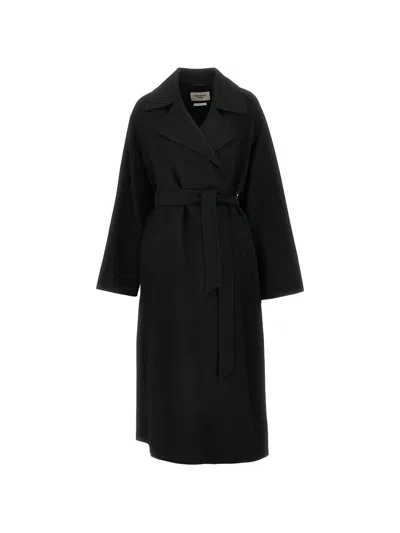 Weekend Max Mara Resina Double-breasted Wool-felt Coat In Black