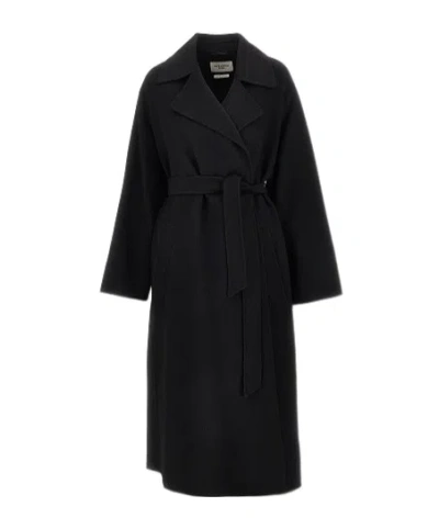 Weekend Max Mara Belted Wrap Single-breasted Coat In Black