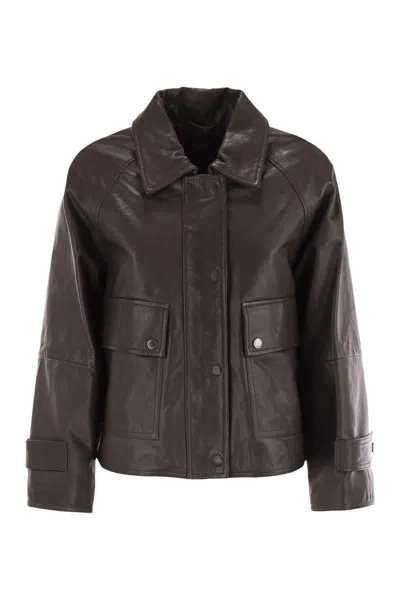 Weekend Max Mara Berbice - Nappa Leather Shirt Jacket In Black