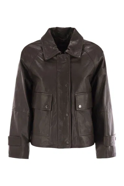 Weekend Max Mara Berbice - Nappa Leather Shirt Jacket In Blue