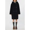 Weekend Max Mara Bergen Hooded Wool Coat In Black
