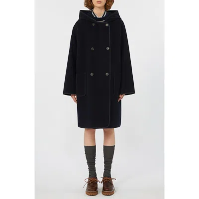 Weekend Max Mara Bergen Hooded Wool Coat In Black