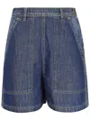 Weekend Max Mara Nabulus Denim High Rise Bermuda Shorts In Navy