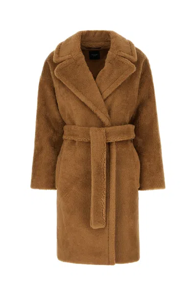 Weekend Max Mara Emmy Belted Long-sleeved Coat In Brown