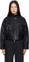 Weekend Max Mara Angel Leather Jacket In 001 Black