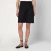 Weekend Max Mara Black Bermuda Shorts In Cotton And Linen