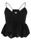 Weekend Max Mara Broderie Anglaise Peplum Top With Spaghetti Straps