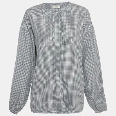 Weekend Max Mara Black Checked Cotton Button Front Tunic In Gray