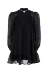 Weekend Max Mara Lace-insert Ruffled Mini Dress In Nero